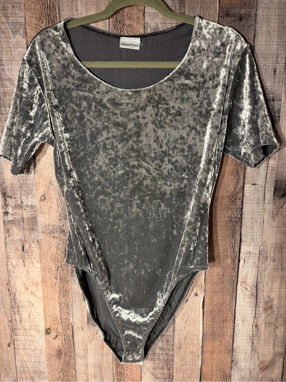 Gray velvet body suit